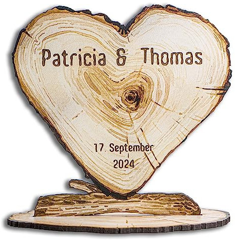 Munera Design - Herz mit Gravur - Wunschtext 20x20cm - Geschenk Liebe, Hochzeit, Familie (Herz)