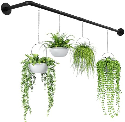 Bamworld Fioriere da appendere a forma di L per piante da interno, supporto per piante da appendere ad angolo, per interni, finestre, mensole per piante, montaggio a soffitto e parete, asta in metallo