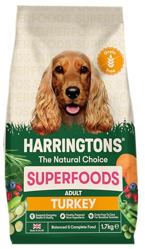 Harringtons Superfoods Complete Grain Free Dry Adult Dog Food Turkey with Veg 1.7kg (Pack of 4) - Made with All Natural Ingredients (Packaging may vary)