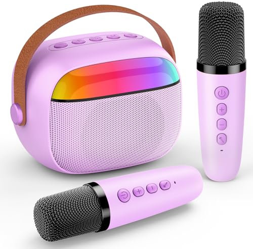Gralal Microfono Karaoke Bluetooth 2 Microfoni Regalo per Bambine 3-12 Anni, Giochi e Giocattoli Femminili, Regali di Natale