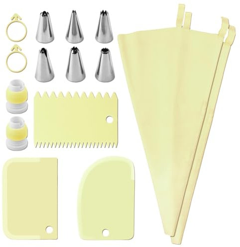 Set di sac à poche e beccucci – Set di 15 utensili per tubazioni, punte e sacchetti riutilizzabili per glassare | Kit di tubazioni per glassare torte e biscotti lavabili in lavastoviglie, set di