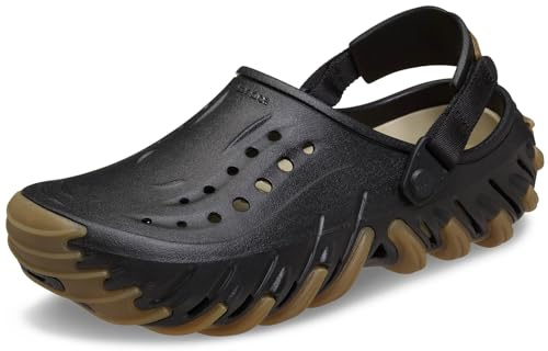 Crocs Unisex-Adult Echo RO Clog, Adjustable Clogs with Rubber Outsole, LiteRide Footbed, Black, 10 Women/8 Men