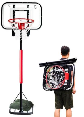 Bärbart Basketställ, Justerbar Höjd Basketbåge, Hopfällbar Basketbåge, Professionellt Fristående Utomhusbasketställ, Rörligt Basketställ