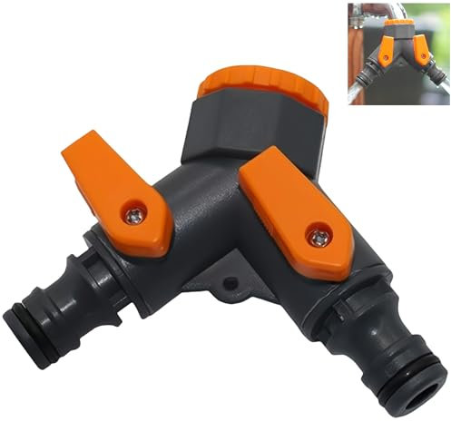 YUEHNEOM Plumbing Fittings Ball Valve Quick Connector 1/2 Inch to 3/4 Inch Y Shunt Adapter Valve Garden Hose Splitter Connectors Double Hose Connector for Garden Tap