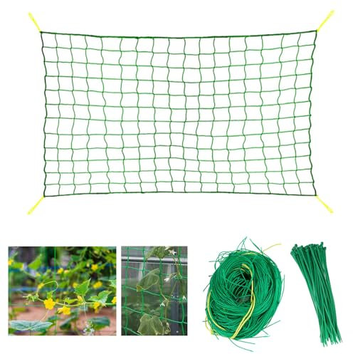 Red para Plantas Trepadoras, 1.8m x 2.7m Red para Pepino, Red Trepadora De Plantas con 50 Carpetas De Plantas,Plantas Trepadoras Red para Verduras, Frutas, Pepino, Frijoles, Flores,Plantas de Vid