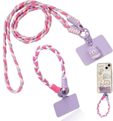 2 Piezas Cuerda para Móvil Universal, Cordón Colgante Movil, Cadena con Hebilla Cuerda para Movil, Colgante Movil, Colgante Movil Cuello con Lengüetas de Sujeción,Colgante Movil