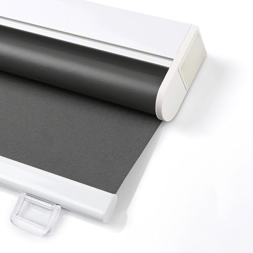 Tende a rullo grigio scuro personalizzate senza fori isolamento termico in poliestere con sistema a molla per finestre Dimensioni: 145 cm x 110 cm perfette per casa e ufficio.