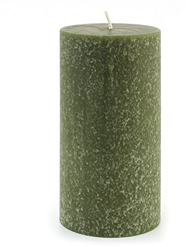 Root Candles Unscented Pillar Candles Beeswax Enhanced Textured Timberline™ Pillar Candle, 3 x 6-Inch, Dark Olive
