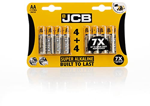 S6588 JCB AA Super Alkaline Batteries - Pack of 4+4