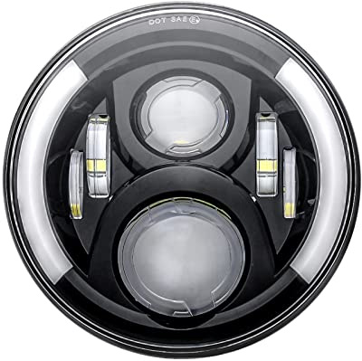 SKUNTUGUANG 7 Inch LED Headlight with DRL Turn Signal Light for Many Models of Motorcycles (Signal Headlight)