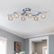 BESTIER Lampadario moderno elegante in vetro cristallo Lampadario a 6 luci Cromo Montaggio semi-filo Apparecchio di illuminazione Lunghezza 77 x Larghezza 25 cm x Altezza 19 cm