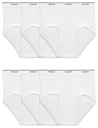 Fruit of the Loom Men's Underwear Briefs, Tag Free & Moisture Wicking, Assorted Color Multipacks, 6 Pack - White - Big Man, 5X-Large Big