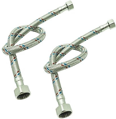 Set 2 Flexschlauch 3/8 x 1/2 Zoll Panzerschlauch Verbindungsschlauch Anschlussschlauch zwei stück zulaufchlauch bad küche armatur (80 cm)