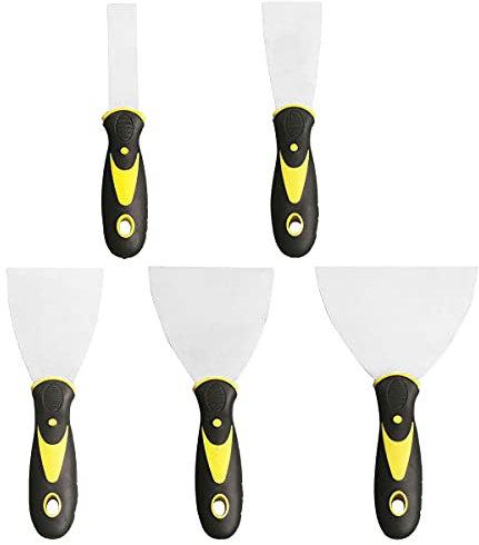 ULWSY Grattoirs à peinture pour papier peint, ensemble d'outils de mastic de remplissage de grattoirs à peinture 5 pièces pour le retrait de peinture de décoration de bricolage