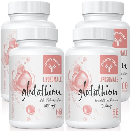 Glutathion Liposomal 1000 mg avec Vitamine C et Acide Hyaluronique – L-Glutathion Réduit, 240 Gélules, Sans Gluten, Sans OGM