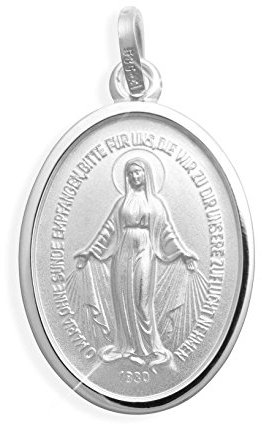 Echt Sterling Silber 925 Wundertätige Madonna Immaculata Milagrosa Medaille 10mm (Art.213367)