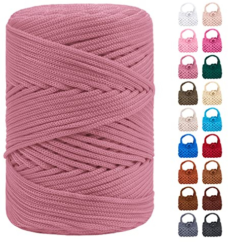 LEREATI Polyester Macrame Cord 3mm for Crocheting, 170m Braided Macrame Rope Polypropylene Crochet Bag Cord, Polyester Yarn for Basket Bags DIY Crafts Home Decoration (Light Bean Sand)