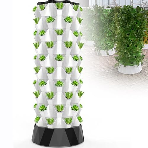 Hydroponics Tower – Hydroponics Growing System för örter, frukt och grönsaker inomhus – Aeroponic Tower med hydreringspump, timer, adapter, fröbädd och nätkrukor,6Layers