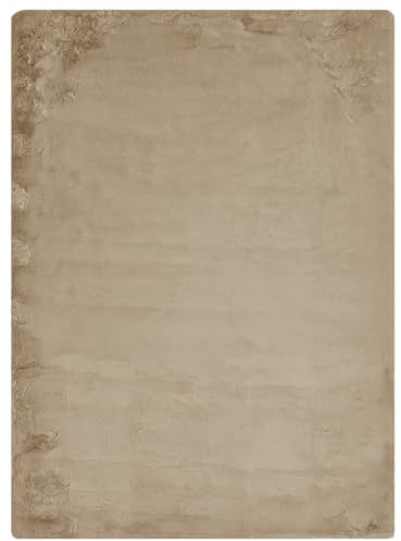 -LUXOR- living Alfombra mullida de Pelo sintético Coste para Dormitorio, Ideal para Usar como Alfombra de Cama o Dormitorio, acogedora Alfombra de Piel de Cordero, 120 x 170 cm, Color Gris Topo
