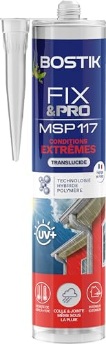 Bostik FIX&PRO MSP 117 Conditions Extrêmes Transparent - 290 ml | Mastic Colle et Joint - Collage Même Sous la Pluie - Très Résistant - Intérieur/Extérieur - MS Polymère