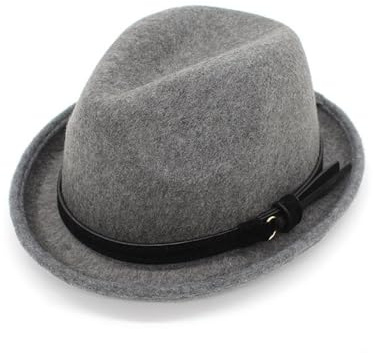 Jiaxu Cappelli Cappello a Cilindro Piccolo Autunnale e Invernale, Cappello a Tesa Corta Arricciato in Lana, Cappello a Cilindro a Forma di Campana(Grigio Chiaro)