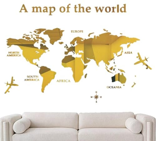 Decorazione murale artistica con mappa del mondo, adesivi murali con mappa del mondo | Decorazione da parete con mappa del mondo in acrilico - Mappe di attività educative, grande decorazione da parete