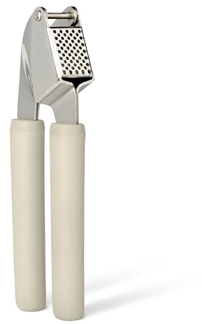 Amazon Basics Presse-Ail, Manche Ergonomique Souple, Compatible Lave-Vaisselle, Couleur Gris Lin