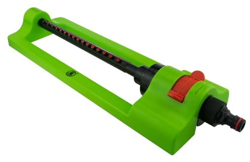 GARDENIX Precision Garden Oscillating Bar Sprinkler with Adjustable Range and Quick-Connect Hose System - 16 Nozzles - Watering for Garden Lawn Grass - Green