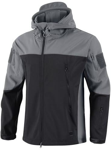 MOKBAY Chaqueta Militar Hombre Invierno Deporte De Trabajo Ropa Montaña Cremallera Polares para con Capucha Gris Chaquetón Chaquetas Trabajo Chaqueta De Hombre Gris M