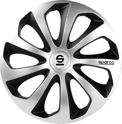 SPARCO SPC1573SVBK Enjoliveur Sicilia, Argent/Noir, Set de 4, 15