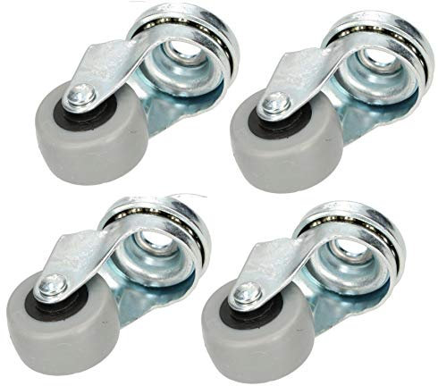 KOTARBAU® 4 Ruedas giratorias de Ø 30mm con agujero pasante, Ruedas de goma con rodamiento para todos los suelos, Rueda de chapa de acero para muebles, equipos, gran capacidad de carga, 4 UNIDADES