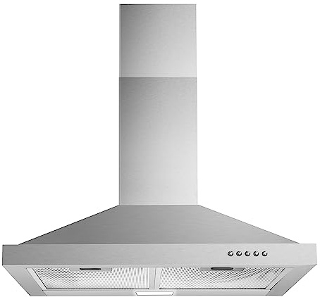 Tieasy Wall Mount Range Hood 30 inch with Ducted/Ductless Convertible Duct, Stainless Steel Chimney-Style Over Stove Vent Hood with LED Light, 3 Speed Exhaust Fan, 450 CFM
