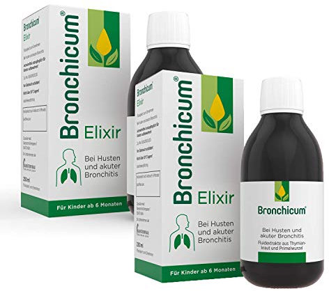 Bronchicum Elixir | Hustensaft mit Thymian & Primel Husten | Schleimlösender und beruhigender Erkältungssaft | geeignet für Säuglinge ab 6 Monaten | Sparset mit 2 x 250 ml
