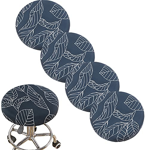 Debruyne Stool Cover, 4 Pack High Stretch Soft Fabric for 13-18 Inch Round Barstools, Durable Protector with Elastic Band, Leaf