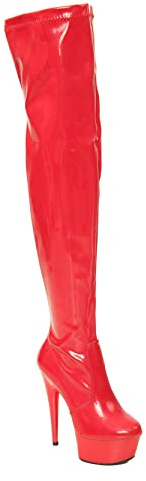 Bismaa Womens Ladies Sexy Thigh HIGH Kinky Fetish Over The Knee Platform Stiletto Heel Full Side Zip Boots (5 UK, Red Patent, numeric_5)