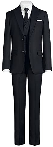 Marvelous World Boys Suits Black Slim Fit Size 12 Formal Suits for Kids Toddler Tuxedos Dresswear Ring Bearer Outfit Boys' Wedding Suits Set Dress Clothes Teen Youth 5-Piece Adjustable Waist