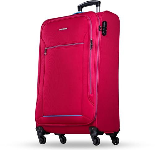 NOWI Sevilla Weichschalen Trolley XL – Großer Stoff Koffer 76L mit 4 Rollen & Zahlenschloss | XXL Reisekoffer für Damen & Herren (Bordeaux-Blau, XL)