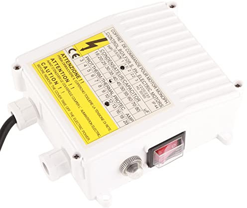 Saugpumpen Controller Pumpensteuerkasten Integrierter Wärmeschutz Leistungsschalter Controller für Tiefbrunnen Tauchpumpen für den Haushalt (1100W EU Stecker 220 V)