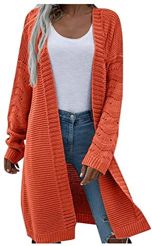 Chaqueta de Punto Larga para Mujer - Softshell, Verano, Ligera, Bolero, Monocolor, Cárdigan de Algodón, Abrigo de Primavera