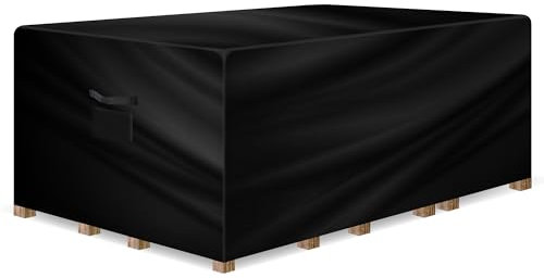 Gracious Gardens Rectangular Garden Furniture Covers Waterproof 280x204x106cm, Oxford Fabric Outdoor Table, Patio & Rattan Garden Furniture Covers, PVC Lined, Air Vents and UV Safe