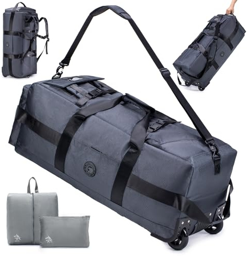 SUCIKORIO Borsone da Viaggio Con Ruote, Impermeabile 3 In 1 Zaino da Viaggio Aereo Bagaglio a Mano con Organizer Viaggio Grande 80L XL Borsa da Viaggio Unisex Weekender per Aereo, Viaggi, Palestra