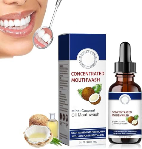 59ml Coconut Fresh Oil-Pulling Mouthwash, Coconut Oil Pulling for Teeth, Coconut Oil Mouthwash, Fresh Breath & Whitening Mouthwash for All Teeth Types (1)