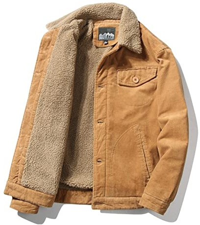 WALFREW Piumino Uomo Winter Casual Thick Cargo Jacket Men's Windproof Warm Padded Cashmere Coat Coat Coat(Beige,M)