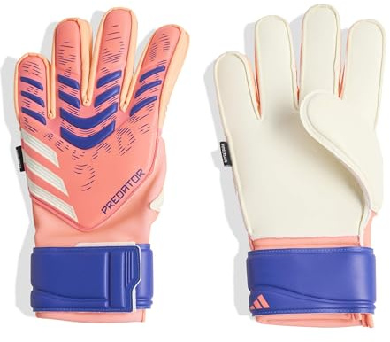 adidas Unisex Match Fingersave Goalie Soccer Gloves, Signal Coral/White/Lucid Blue, 11