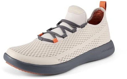 Grunden’s Men’s CrossCurrent Boat Shoe - Lightweight Quick Dry Water Shoes, Barefoot Wear with Slip On/Off Mesh Tongue, Bone, 10