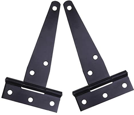LIFKOME 2pcs Gate Hinges for Wooden Fences Black Paint T-Strap Hinge t for Shed Door Gate