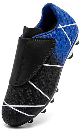 VTASQ Zapatos de Fútbol Niño Profesional Zapatos de Entrenamiento Adolescentes Deporte Atletismo Botas de Fútbol Cesped Artificial Zapatillas de Fútbol Azul Negro EU31