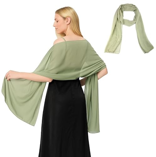 Maxmoc Stola da donna in chiffon, elegante stola per abito da sera | Sciarpa leggera multifunzione per abiti da sera, abiti da sposa, estivi e matrimoni (200 x 70 cm)