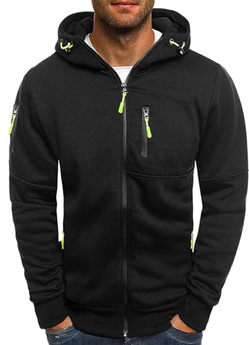 Generisch Jogging Hommes Tops Manches Blouse Homme avec Zip Cap Long Pull Homme Manteaux Vestes Pull à Capuche Homme Tricot