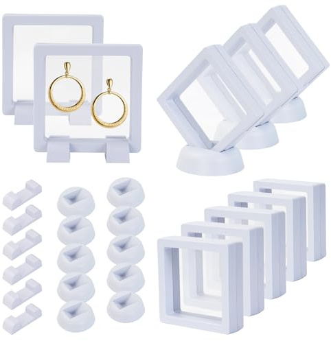 10 marcos flotantes 3D con membrana de silicona, marco flotante transparente, soporte de pantalla, marco de monedas para monedas antiguas de senderismo AA medallón, joyas, conchas, fósiles (7 x 7 cm